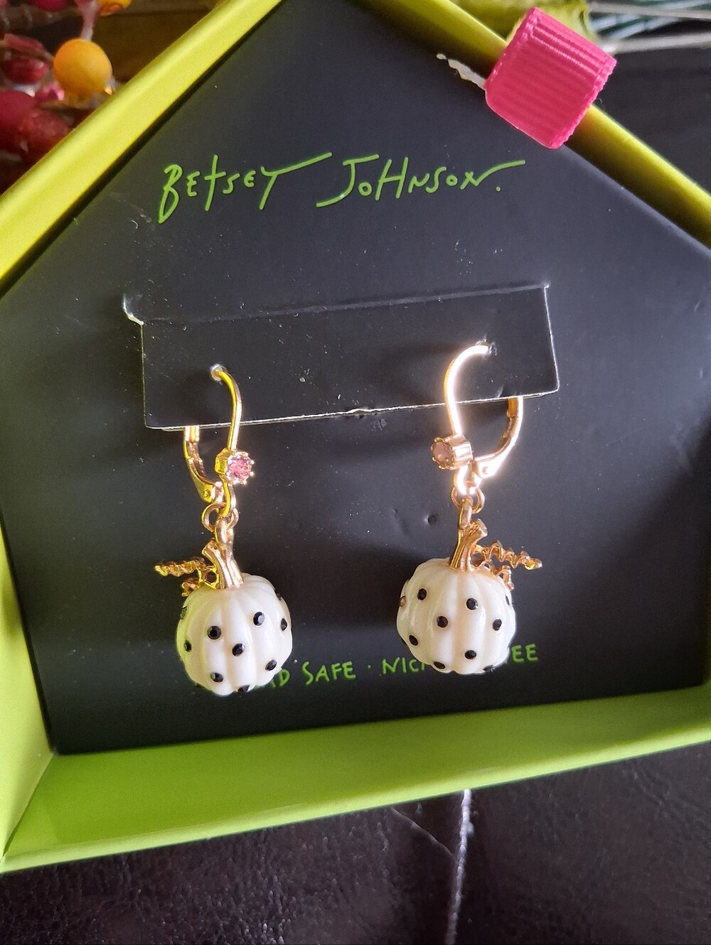 Betsey Johnson White Pumpkin Earrings